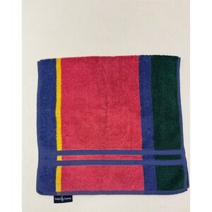 Ralph Lauren Hand Towel Red Blue Green Yellow Geometric Cotton USA Made